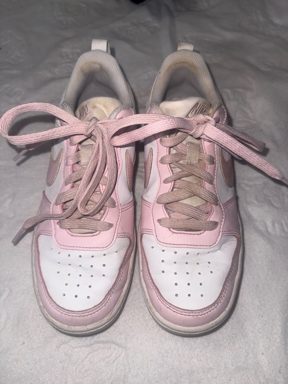 Pink and White Kids Size 4 Low Top Sneakers